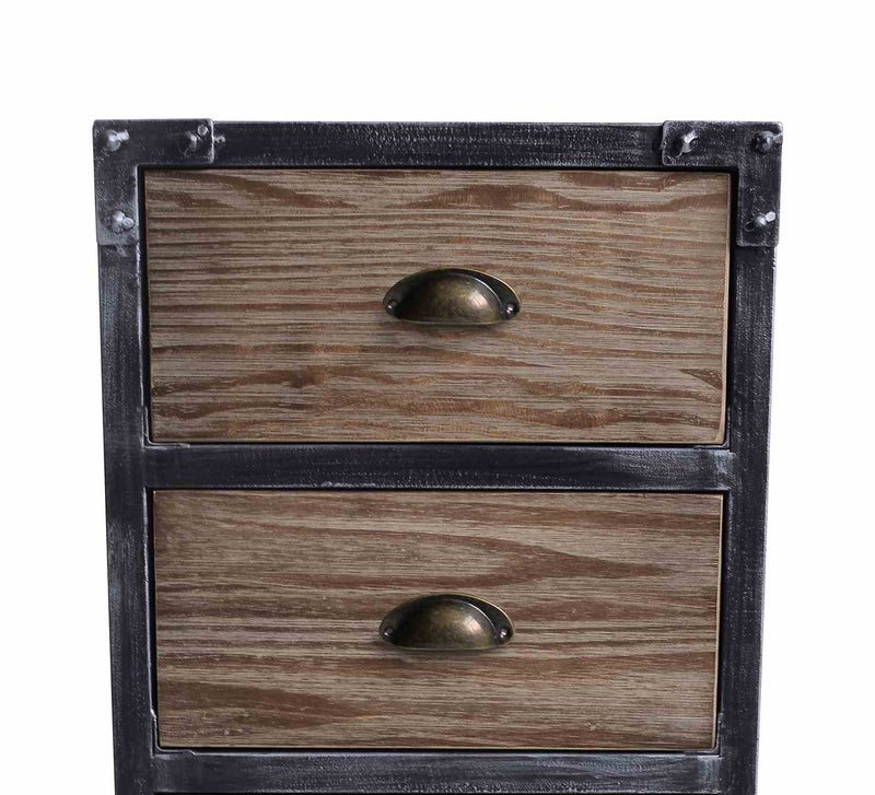 Nyx Industrial 3-Drawer End Table in Industrial Gray and Pine Wood - Furniture City (CA)l