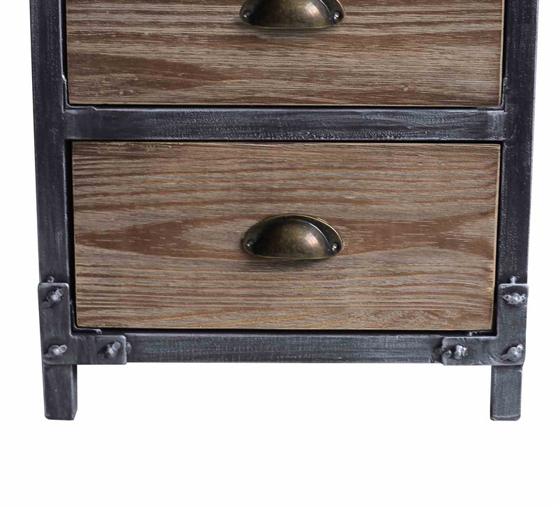 Nyx Industrial 3-Drawer End Table in Industrial Gray and Pine Wood - Furniture City (CA)l