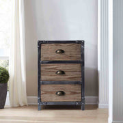Nyx Industrial 3-Drawer End Table in Industrial Gray and Pine Wood - Furniture City (CA)l
