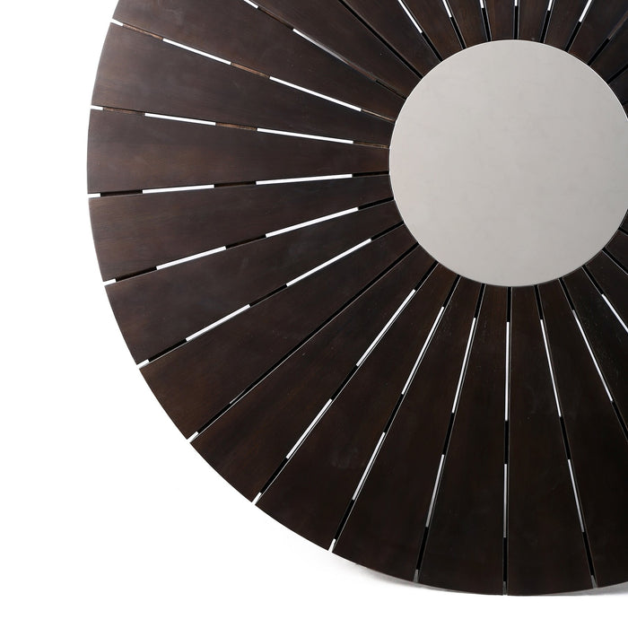 Oasis Outdoor Dark Eucalyptus Wood and Stone Round Dining Table