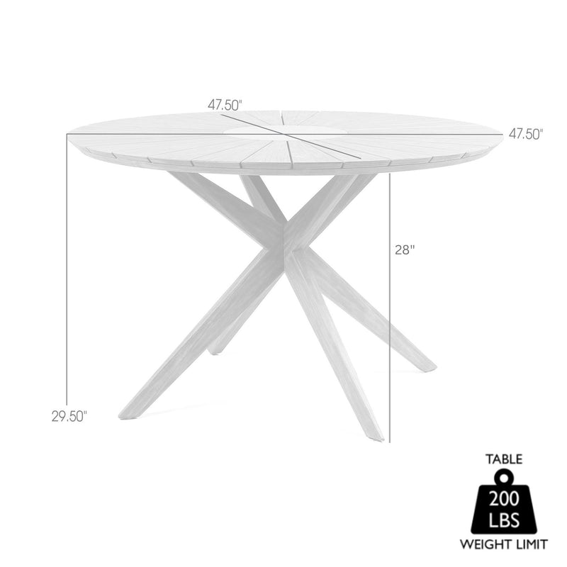 Oasis Outdoor Dark Eucalyptus Wood and Stone Round Dining Table - Furniture City (CA)l