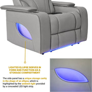 Octavia Zero Gravity Power Recliner with Heat and Massage in Silver and Gray Leather - Furniture City (CA)l