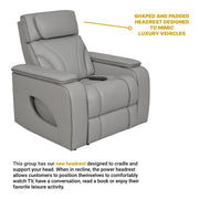 Octavia Zero Gravity Power Recliner with Heat and Massage in Silver and Gray Leather - Furniture City (CA)l