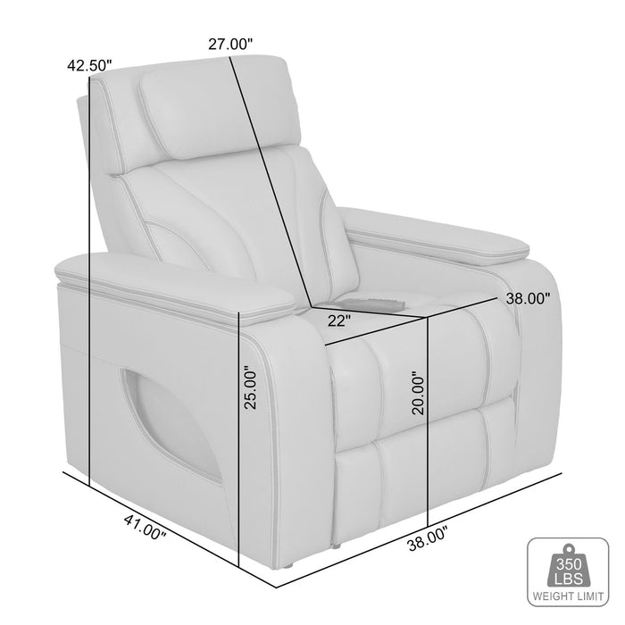 Octavia Zero Gravity Power Recliner with Heat and Massage in Silver and Gray Leather