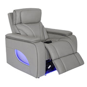 Octavia Zero Gravity Power Recliner with Heat and Massage in Silver and Gray Leather - Furniture City (CA)l