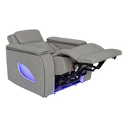 Octavia Zero Gravity Power Recliner with Heat and Massage in Silver and Gray Leather - Furniture City (CA)l