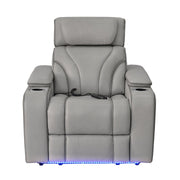 Octavia Zero Gravity Power Recliner with Heat and Massage in Silver and Gray Leather - Furniture City (CA)l