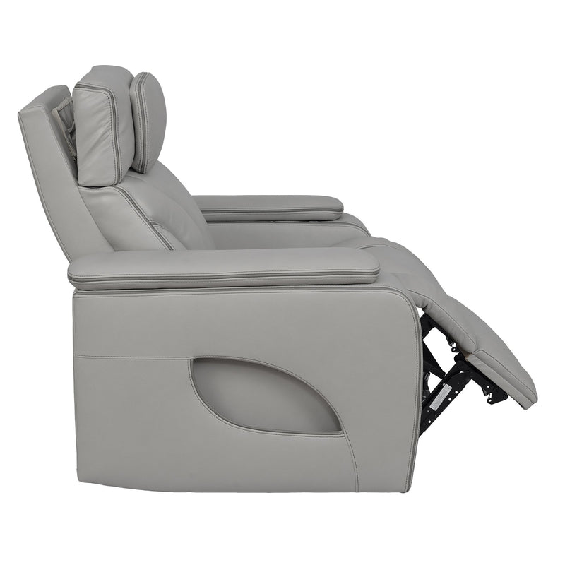 Octavia Zero Gravity Power Recliner with Heat and Massage in Silver and Gray Leather - Furniture City (CA)l