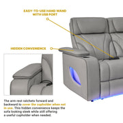 Octavia 86" Zero Gravity Power Reclining Sofa with Heat and Massage in Silver and Gray Leather - Furniture City (CA)l