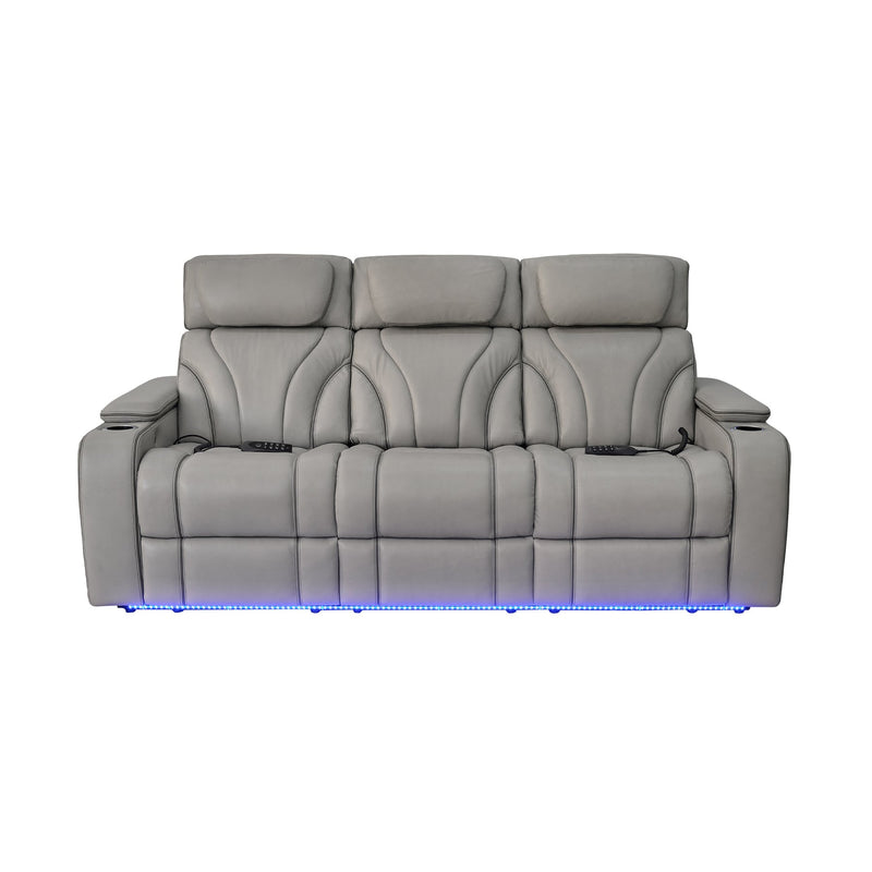Octavia 86" Zero Gravity Power Reclining Sofa with Heat and Massage in Silver and Gray Leather - Furniture City (CA)l