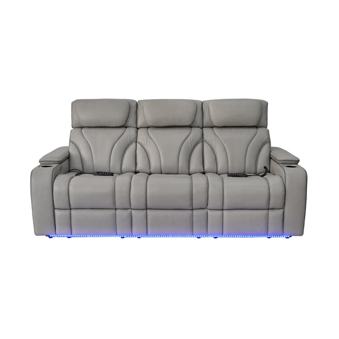Octavia 86" Zero Gravity Power Reclining Sofa with Heat and Massage in Silver and Gray Leather