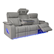 Octavia 86" Zero Gravity Power Reclining Sofa with Heat and Massage in Silver and Gray Leather - Furniture City (CA)l