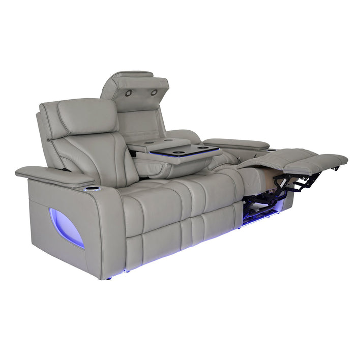 Octavia 86" Zero Gravity Power Reclining Sofa with Heat and Massage in Silver and Gray Leather