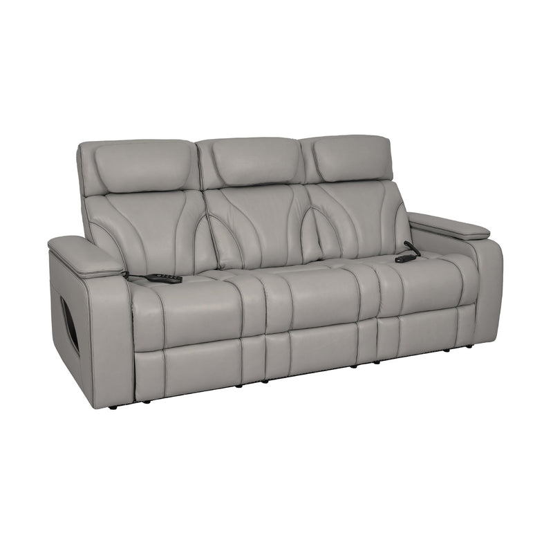 Octavia 86" Zero Gravity Power Reclining Sofa with Heat and Massage in Silver and Gray Leather - Furniture City (CA)l