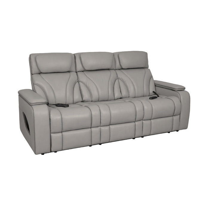 Octavia 86" Zero Gravity Power Reclining Sofa with Heat and Massage in Silver and Gray Leather