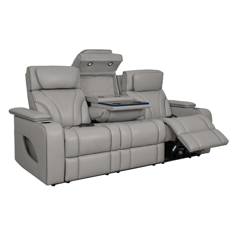 Octavia 86" Zero Gravity Power Reclining Sofa with Heat and Massage in Silver and Gray Leather - Furniture City (CA)l