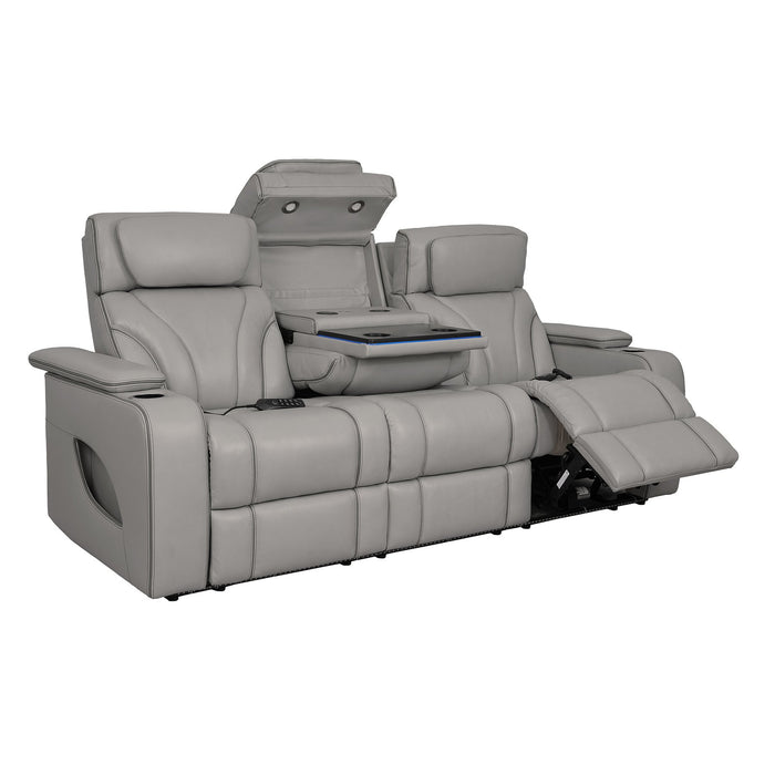 Octavia 86" Zero Gravity Power Reclining Sofa with Heat and Massage in Silver and Gray Leather