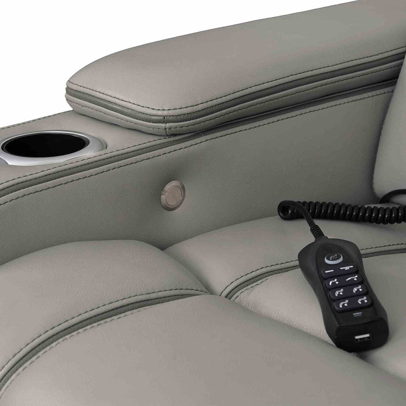 Octavia 86" Zero Gravity Power Reclining Sofa with Heat and Massage in Silver and Gray Leather - Furniture City (CA)l