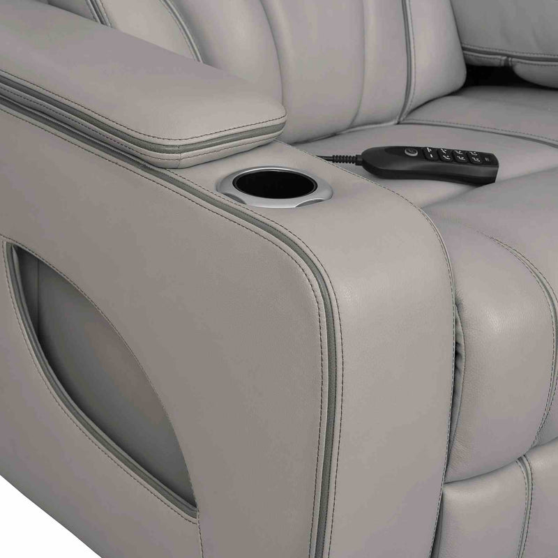 Octavia 86" Zero Gravity Power Reclining Sofa with Heat and Massage in Silver and Gray Leather - Furniture City (CA)l