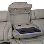 Octavia 86" Zero Gravity Power Reclining Sofa with Heat and Massage in Silver and Gray Leather - Furniture City (CA)l