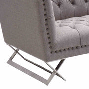 Odyssey Sofa in Brushed Stainless Steel finish with Gray Tweed and Black Nail heads - Furniture City (CA)l