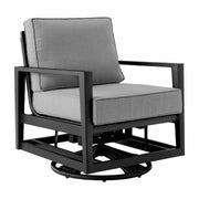 Cayman Black Aluminum Outdoor Swivel Glider Chair with Dark Gray Cushions - Furniture City (CA)l