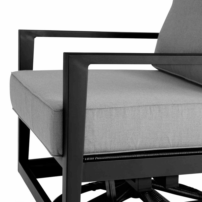 Cayman Black Aluminum Outdoor Swivel Glider Chair with Dark Gray Cushions - Furniture City (CA)l