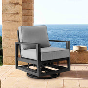 Cayman Black Aluminum Outdoor Swivel Glider Chair with Dark Gray Cushions - Furniture City (CA)l