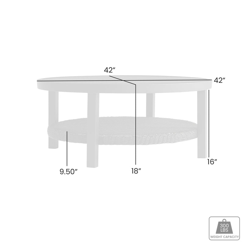Cayman Black Aluminum Outdoor Round Conversation Table with Wicker Shelf - Furniture City (CA)l