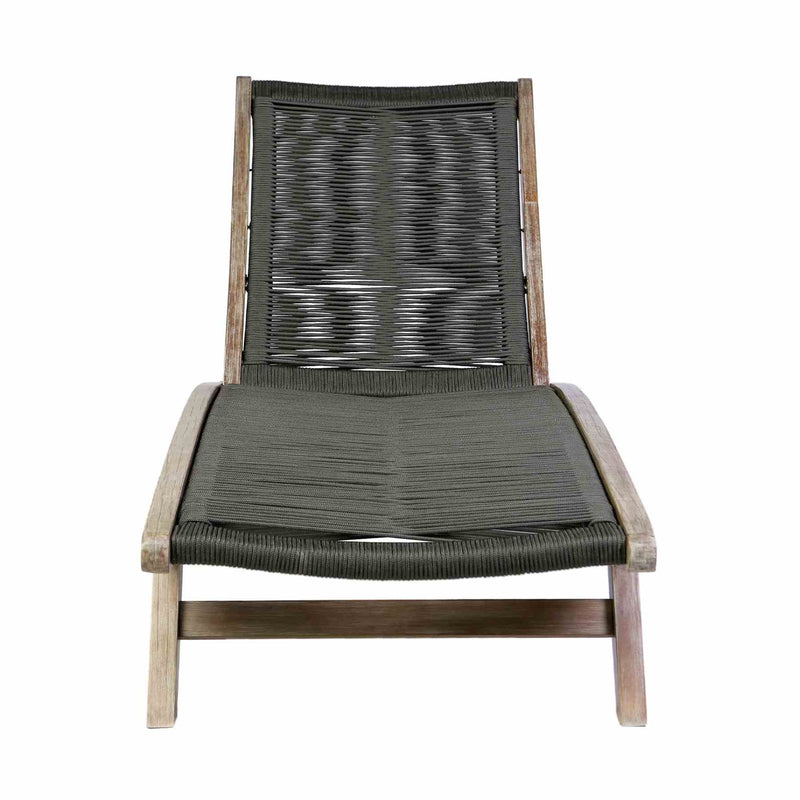 Odette Outdoor Patio Adjustable Chaise Lounge Chair in Eucalyptus Wood and Charcoal Rope - Furniture City (CA)l