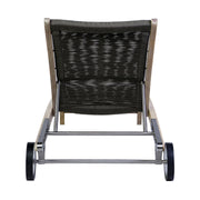 Odette Outdoor Patio Adjustable Chaise Lounge Chair in Eucalyptus Wood and Charcoal Rope - Furniture City (CA)l