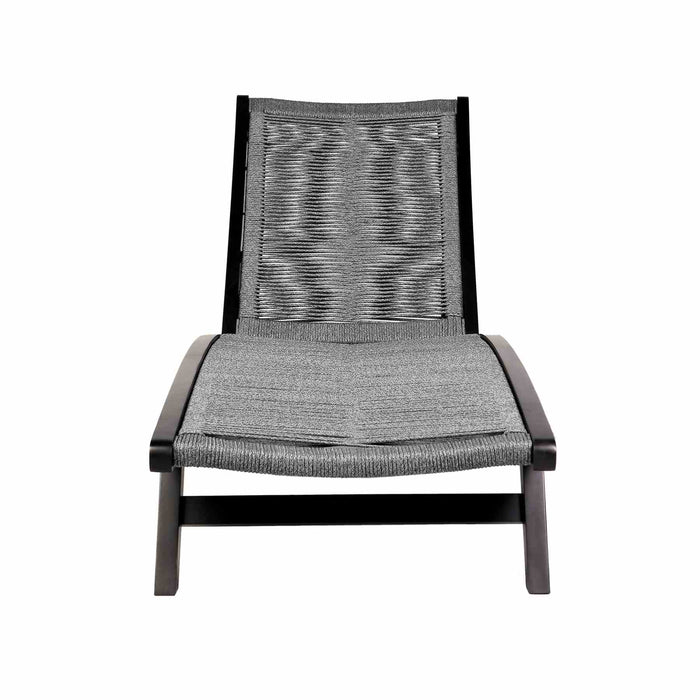 Odette Outdoor Patio Adjustable Chaise Lounge Chair in Eucalyptus Wood and Gray Rope