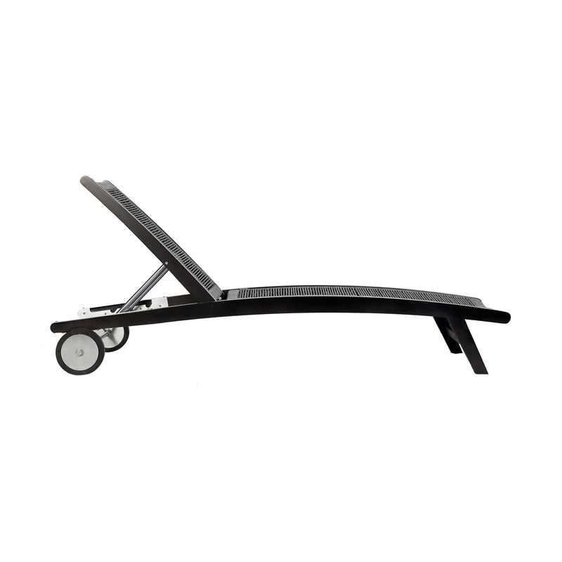 Odette Outdoor Patio Adjustable Chaise Lounge Chair in Eucalyptus Wood and Gray Rope - Furniture City (CA)l