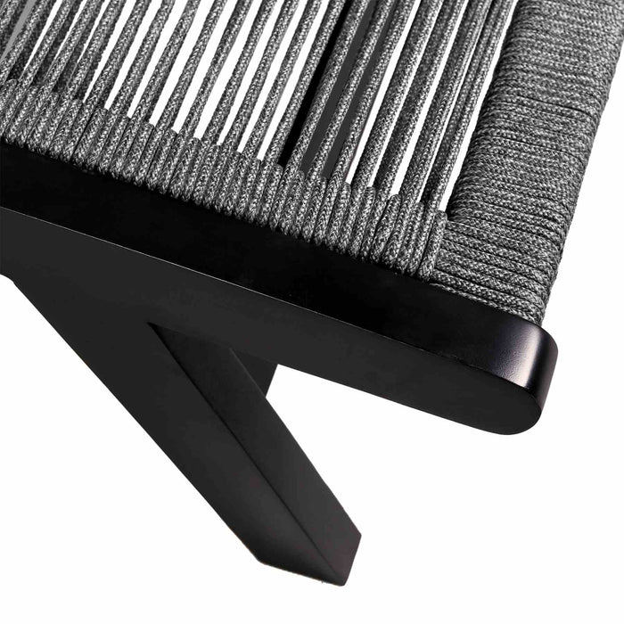 Odette Outdoor Patio Adjustable Chaise Lounge Chair in Eucalyptus Wood and Gray Rope