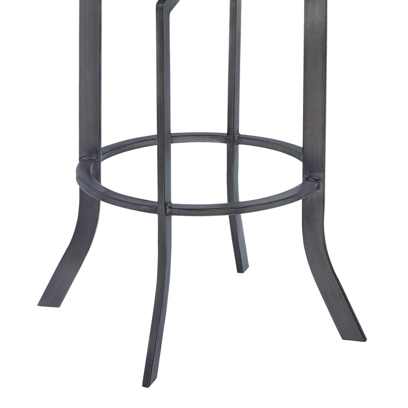 Ojai 26" Counter Height Metal Swivel Barstool in Vintage Black Faux Leather with Mineral Finish and Walnut Wood Back - Furniture City (CA)l
