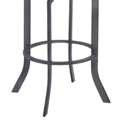 Ojai 30" Bar Height Metal Swivel Barstool in Vintage Black Faux Leather with Mineral Finish and Walnut Wood Back - Furniture City (CA)l