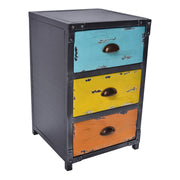 Oskar Industrial 3-Drawer End Table in Industrial Gray and Pine Wood - Furniture City (CA)l
