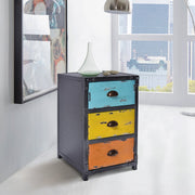 Oskar Industrial 3-Drawer End Table in Industrial Gray and Pine Wood - Furniture City (CA)l