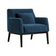 Oliver Blue Velvet Modern Accent Chair with Wood Legs - Furniture City (CA)l