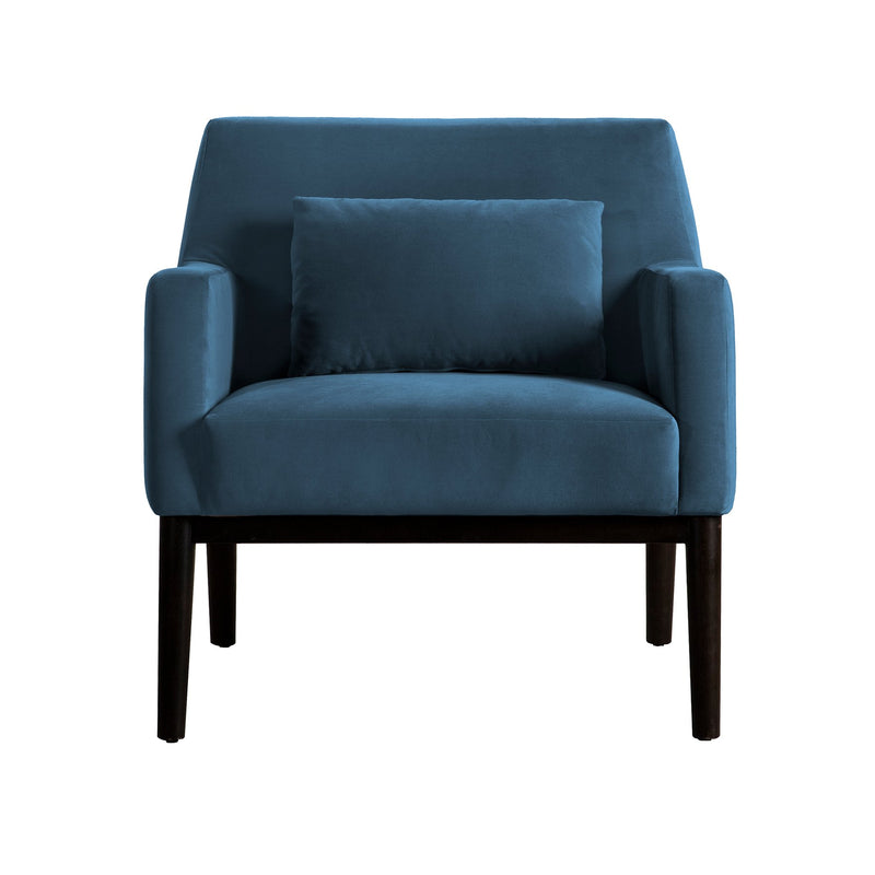 Oliver Blue Velvet Modern Accent Chair with Wood Legs - Furniture City (CA)l