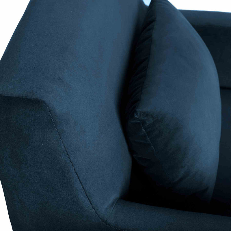 Oliver Blue Velvet Modern Accent Chair with Wood Legs - Furniture City (CA)l