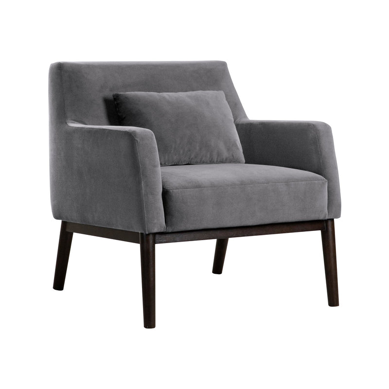 Oliver Gray Velvet Modern Accent Chair with Wood Legs - Furniture City (CA)l