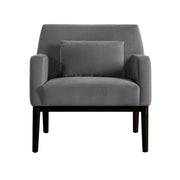 Oliver Gray Velvet Modern Accent Chair with Wood Legs - Furniture City (CA)l