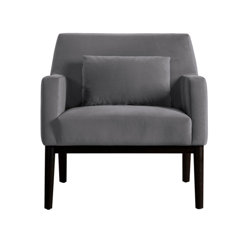 Oliver Gray Velvet Modern Accent Chair with Wood Legs - Furniture City (CA)l