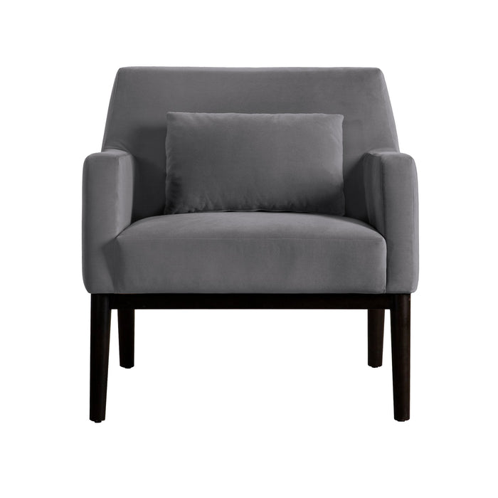 Oliver Gray Velvet Modern Accent Chair with Wood Legs