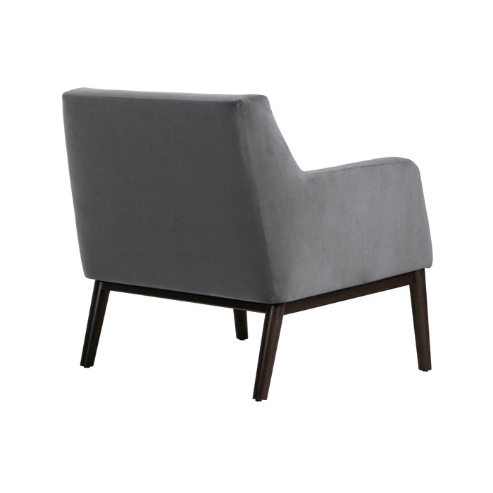Oliver Gray Velvet Modern Accent Chair with Wood Legs