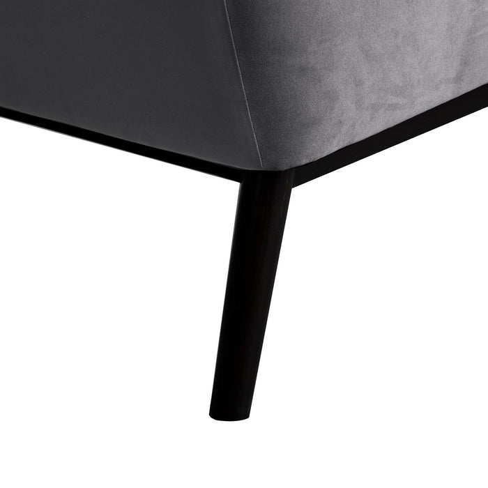 Oliver Gray Velvet Modern Accent Chair with Wood Legs