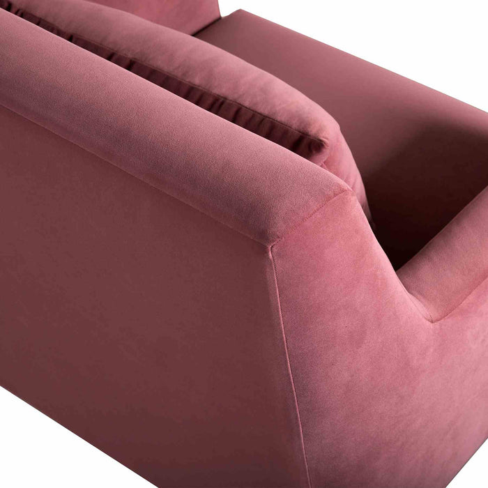 Oliver Pink Velvet Modern Accent Chair with Wood Legs