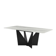 Olivia Modern 79 in. Rectangular Dining Table with White Tempered Glass Table Top - Seats up to 6 - Furniture City (CA)l