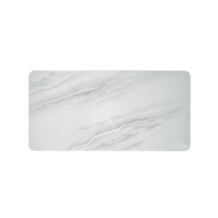 Olivia Modern 79 in. Rectangular Dining Table with White Tempered Glass Table Top - Seats up to 6